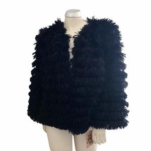 NWOT Ivy Jane Black Ruffled Coat